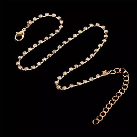 Rhinestone Choker Necklace Party Formal Casual Silver Gold - Picture 10 of 15